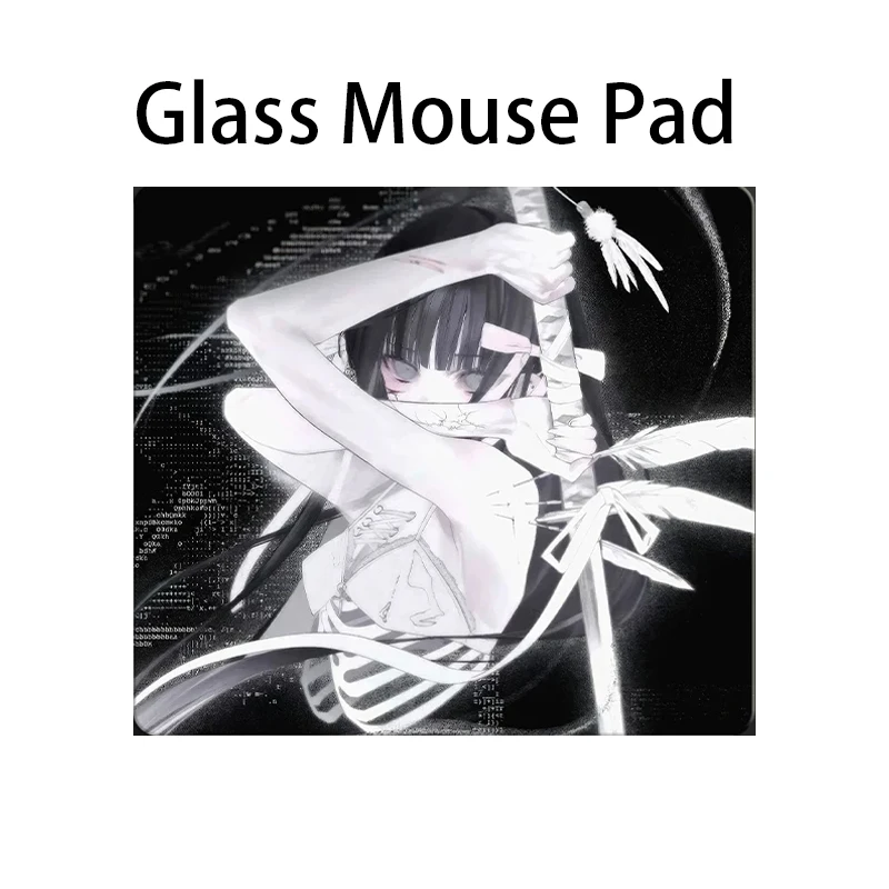 Trendy Anime Line Art XXL Photovoltaic Glass Gaming Mouse Pad Upgraded Tempered Smooth Surface for FPS eSports & Office Home Use