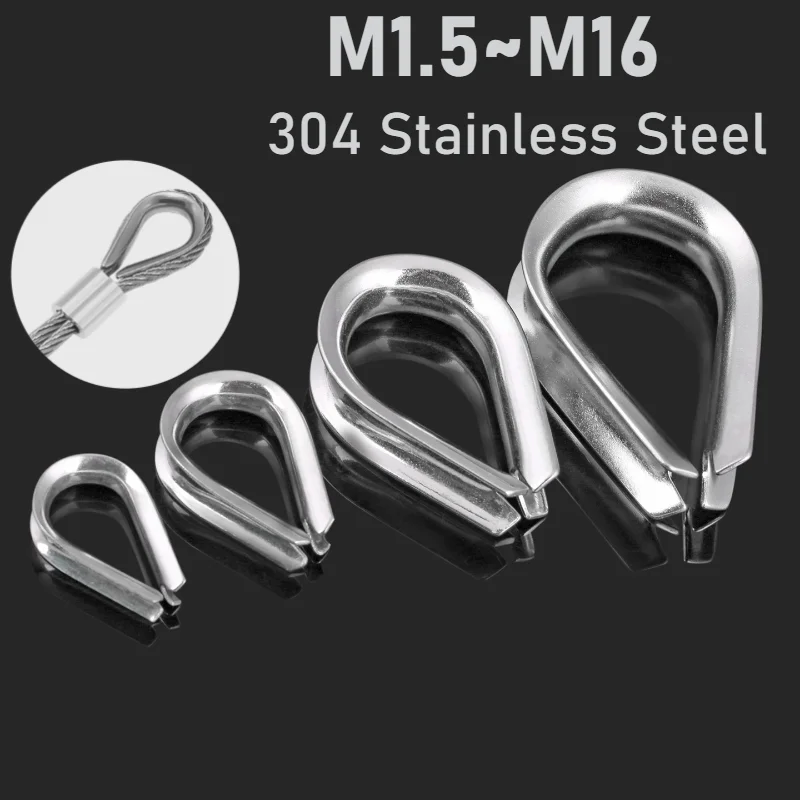 M1.5 M2 M3 M4 M5 M6 M8 M10 M12 M14 M16 304 Stainless Steel Chicken Heart Ring Cable Wire Rope Protective Sleeve Thimbles Rigging