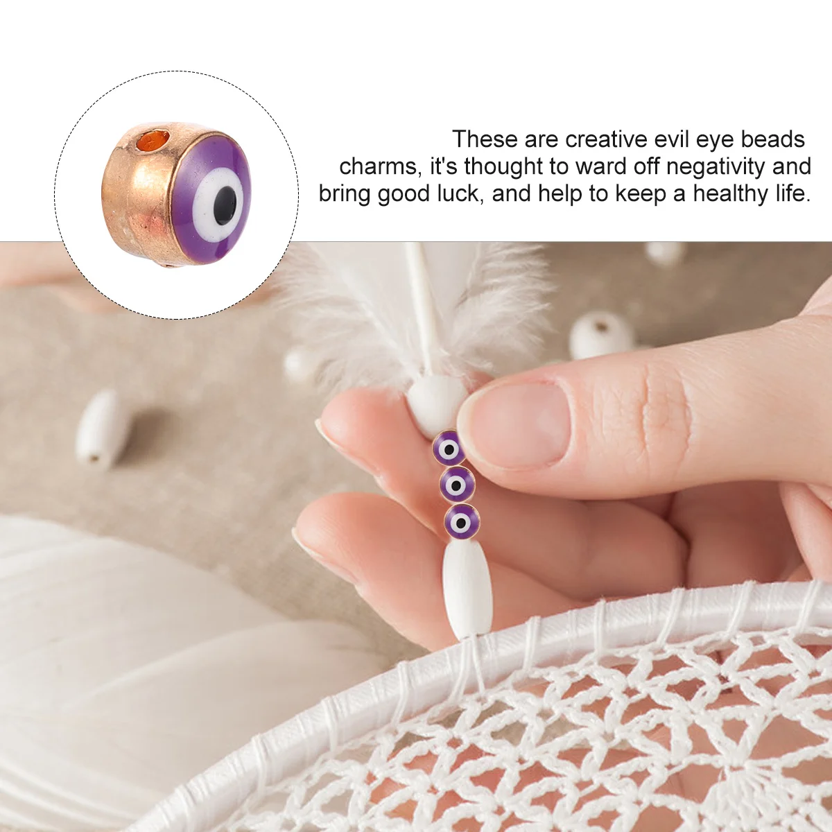 

100 Pcs Round Eye Bead Big Plated Evil Charms Beads Shape Loose DIY Halloween Bracelet
