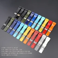 Strap for Casio for GA-100/110/140/200/400/700 GD-100 G-8900 GW-8900 Men Sport Waterproof Resin Silicone Watch Band 16mm