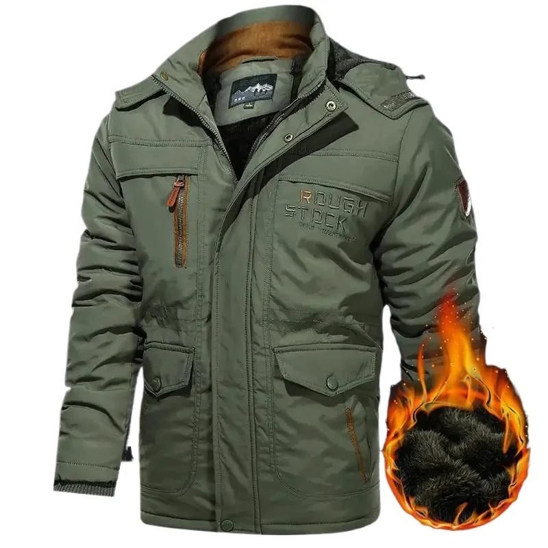 

Military Thick Warm Outerwear Big Size 6XL Multi-pocket Men's Winter Jacket Fleece Linning Outdoor Parka Coat Hooded Windbreaker