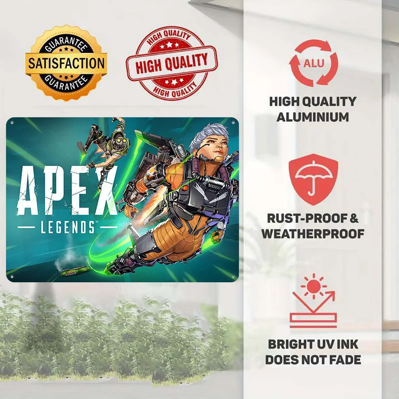 Apex Legends Characters and Logo 3D Texture Printed Poster Custom Vintage Metal Tin Plate Sign for Wall Art Room Decor Wand Deko
