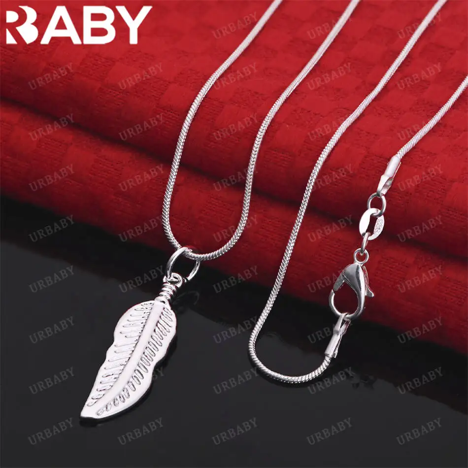 

URBABY 40-75cm 925 Sterling Silver Leaf Pendant Necklace For Men Creativity Gifts Street All-match Party And Daily Wear