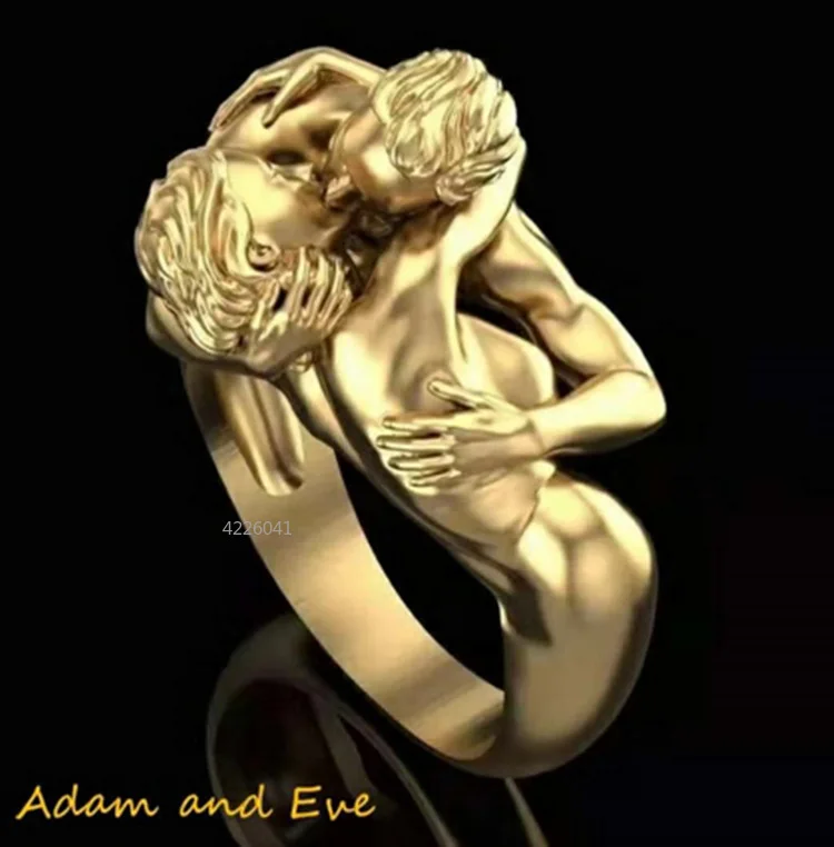 

Personality Retro Men and Women Cartoon Characters Rings Couples Kiss Rings Fashion Ladies Wedding Engagement Rings Jewelry Gift