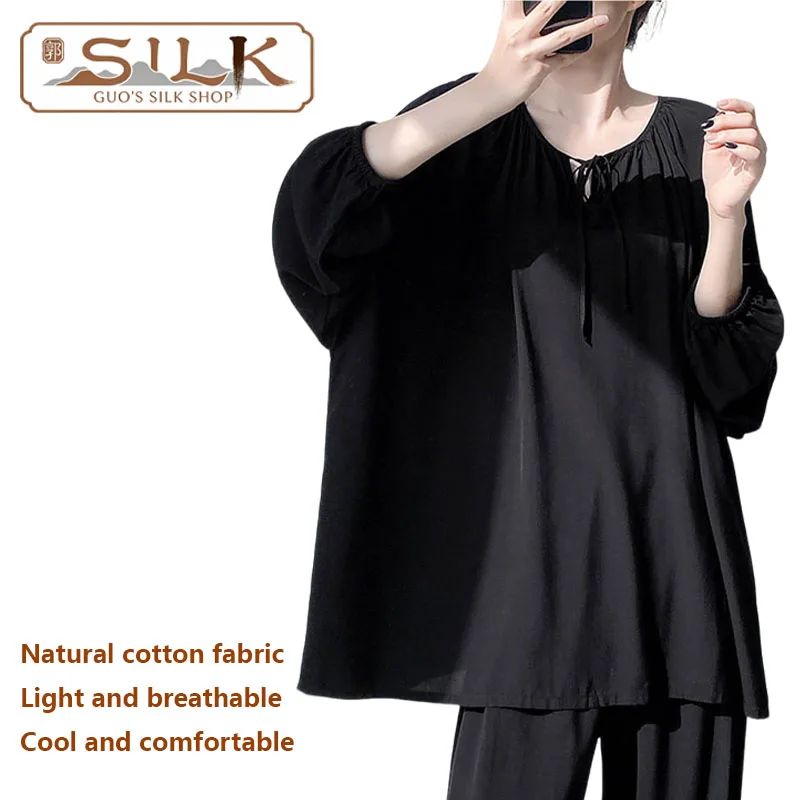 

Cotton & Silk Ladies T-shirt, Loose Large Size, Casual Homewear, Sleeping Clothes, Comfortable and Cool for Summer