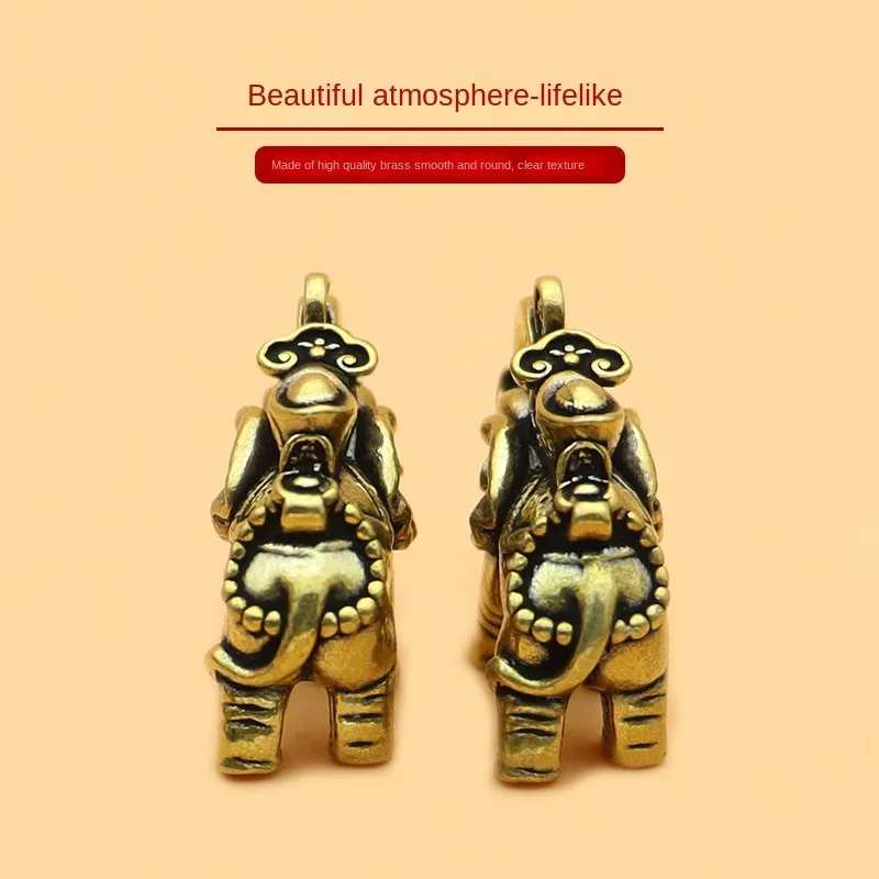 Lucky Elephant Keychain Pendant Small Brass Craft Jewelry for Stall Selling Cross-Border Heat-Selling Attracting Wealth
