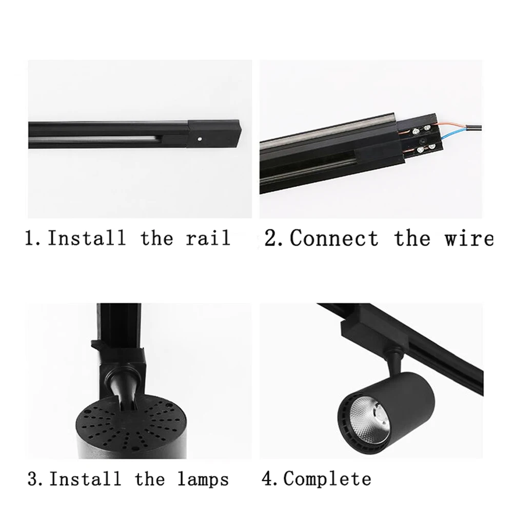 Track Light Connector 0.5 m 1 m Track Rail 2 Wire Spotlight Tracking Lights Aluminum Track Lighting Fixture