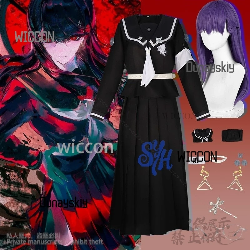 

Anime Game The Hundred Cosplay Shizuhara Hiruko Japanese Long Black Dress Goth Jsk Lolita Cos School Uniform Halloween Party Cos
