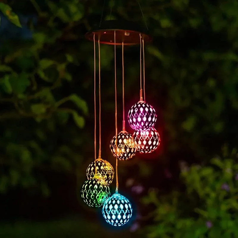 Touch Of ECO Solar Metal Orb Wind Chime Mobile - Color Changing , Outdoor, Weather Resistant - for Home, Garden, Decoration