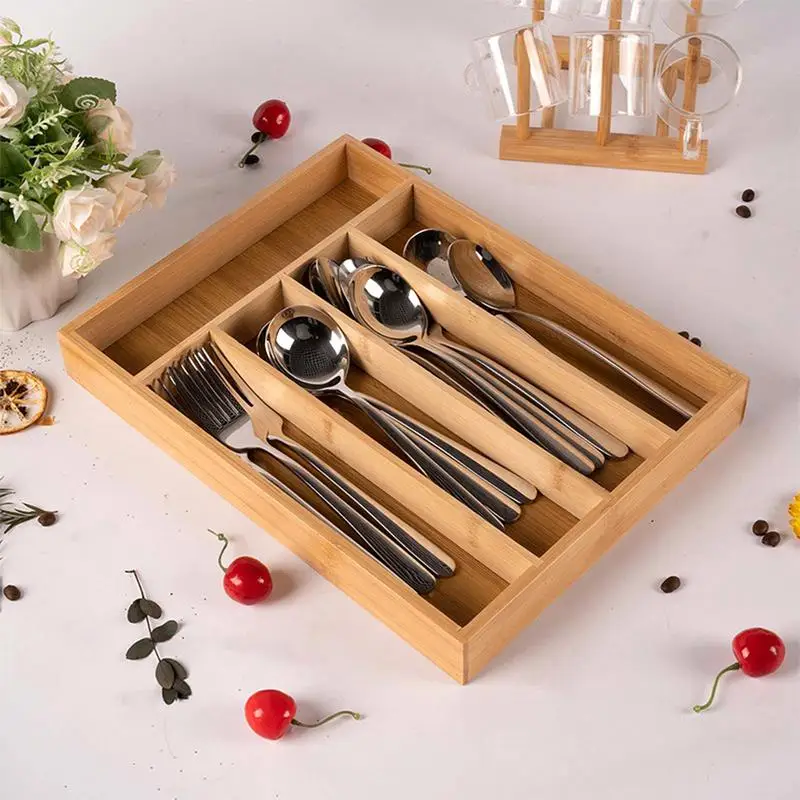 Flatware Drawer Organizer Divided Multipurpose Flatware Tray Household Portable Utensil Organizer Space Saving Silverware Holder