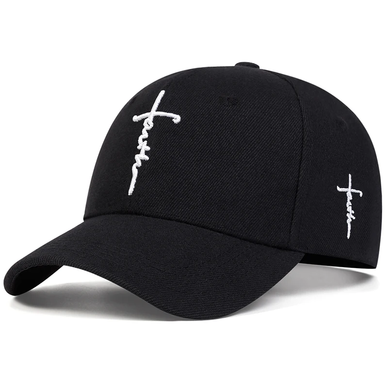 Modna czapka z daszkiem z haftem wiary mężczyźni kobiety wiosna lato kapelusze przeciwsłoneczne bawełna czapka typu Snapback Unisex Hip Hop czapki