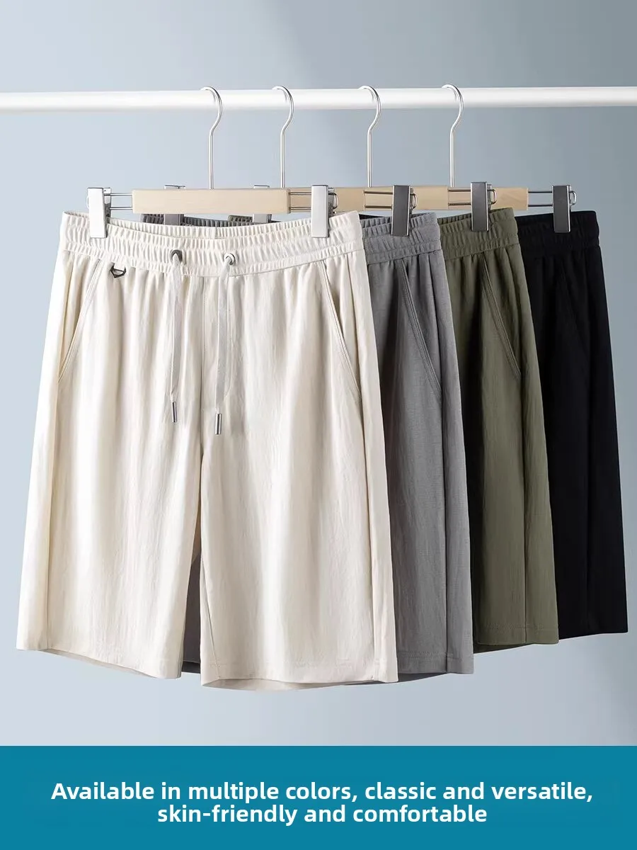 

Высококачественные хлопково-льняные мужские шорты, ультратонкие летние спортивные повседневные брюки-бермуды, льняные брюки в стиле милитари для мужчин среднего возраста