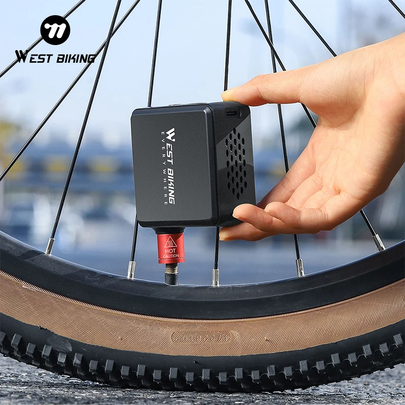 

WEST BIKING Mini Electric Pump 150PSI Portable Bicycle Tire Inflator LCD Display Motorcycle Car E-bike MTB Road Bike Pump AV/FV