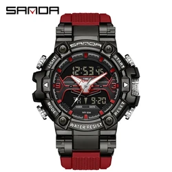 Sanda 3186 New Year Trendy Digital Analog Display TPU Strap Waterproof Shock Resistant Fashion Sports Men Cool Watches