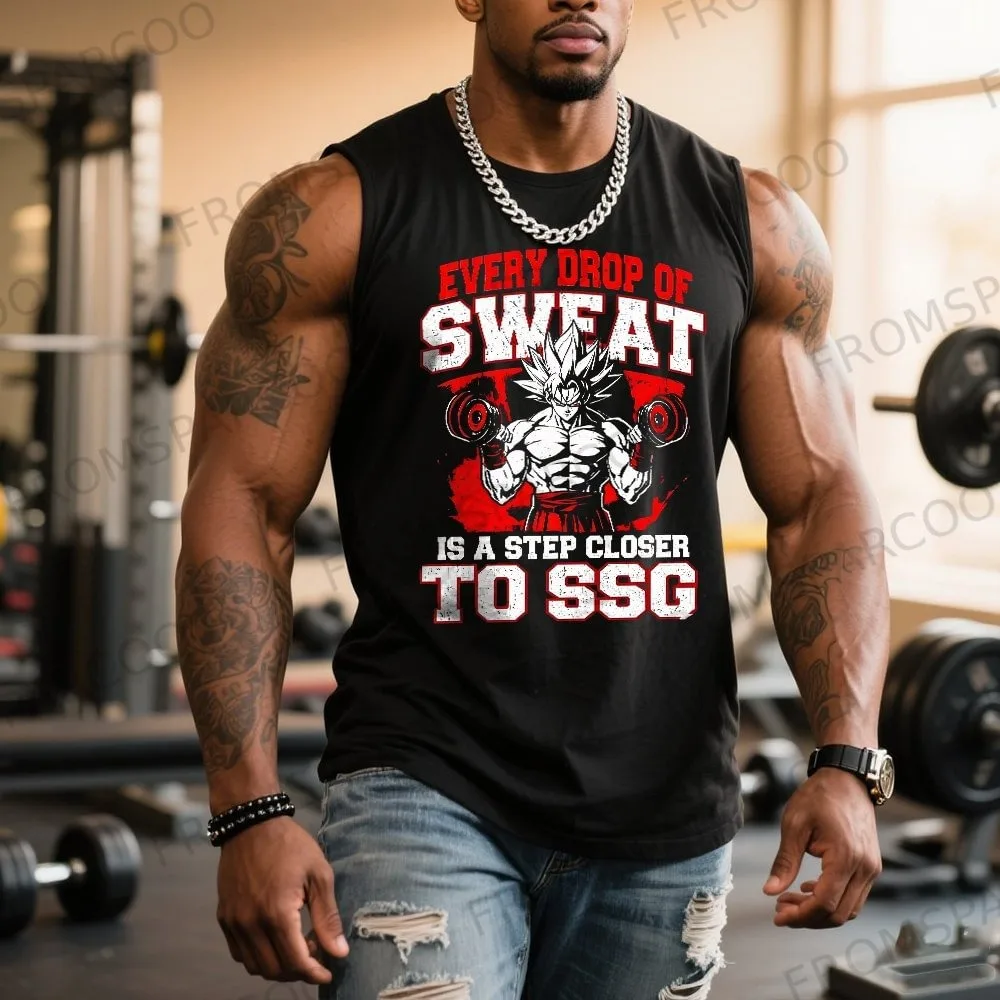 

Dragon Ball аниме Гоку периферийный принт из чистого хлопка майка для спортзала спортивный повседневный мужской свободный летний модный жилет топ