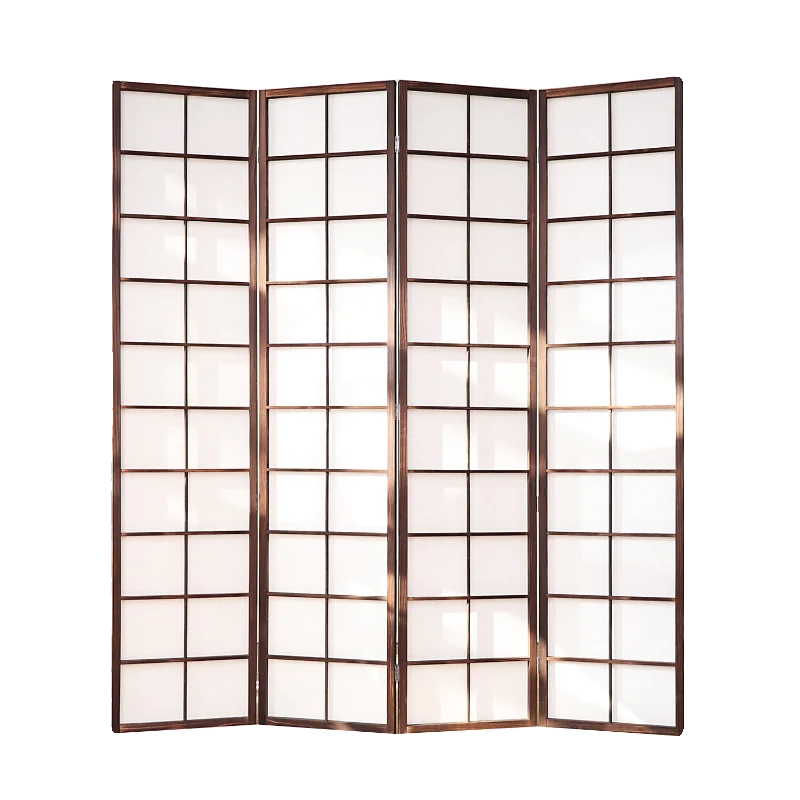 Customized solid wood screen partition broken screen simple modern living room bedroom tea room  background camphor grid