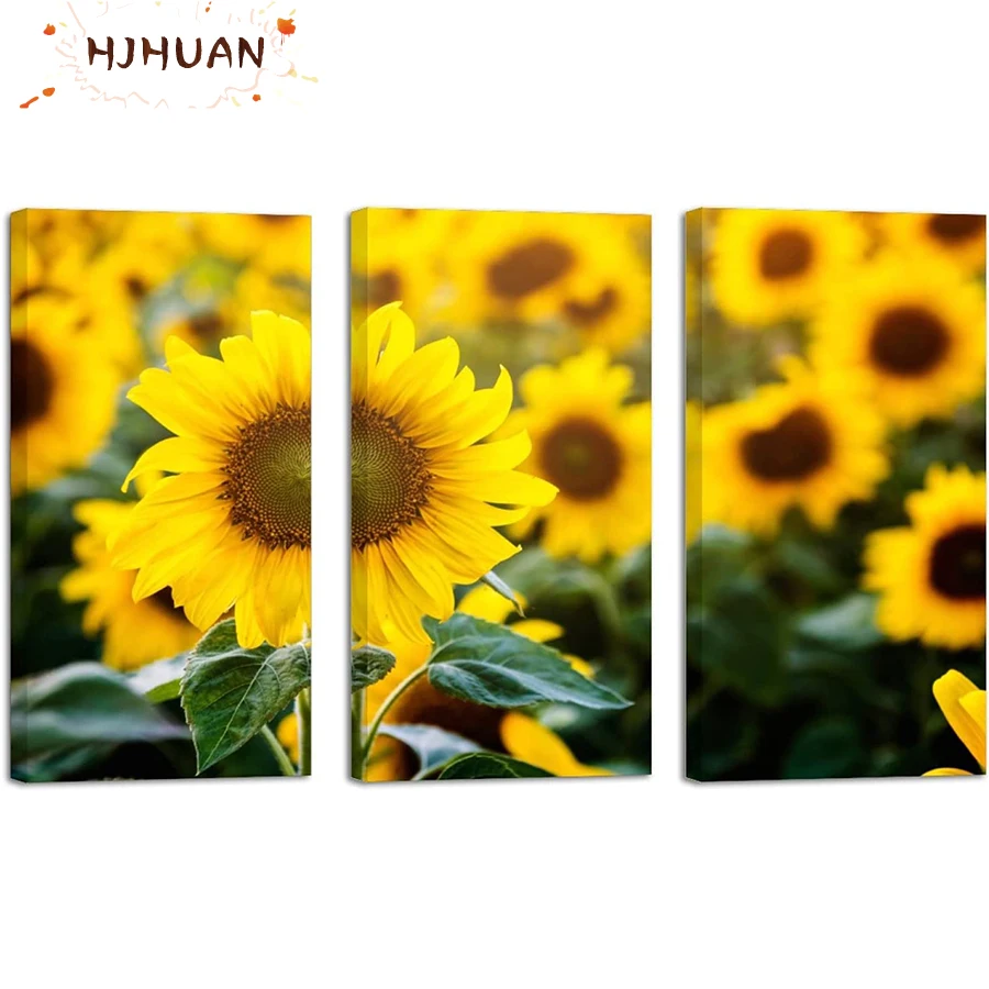 

3pcs sunflower landscape AB Diamond Painting Full Square/Round Drill 5D Sale Diamond Picture of Rhinestones Home Decor Gift