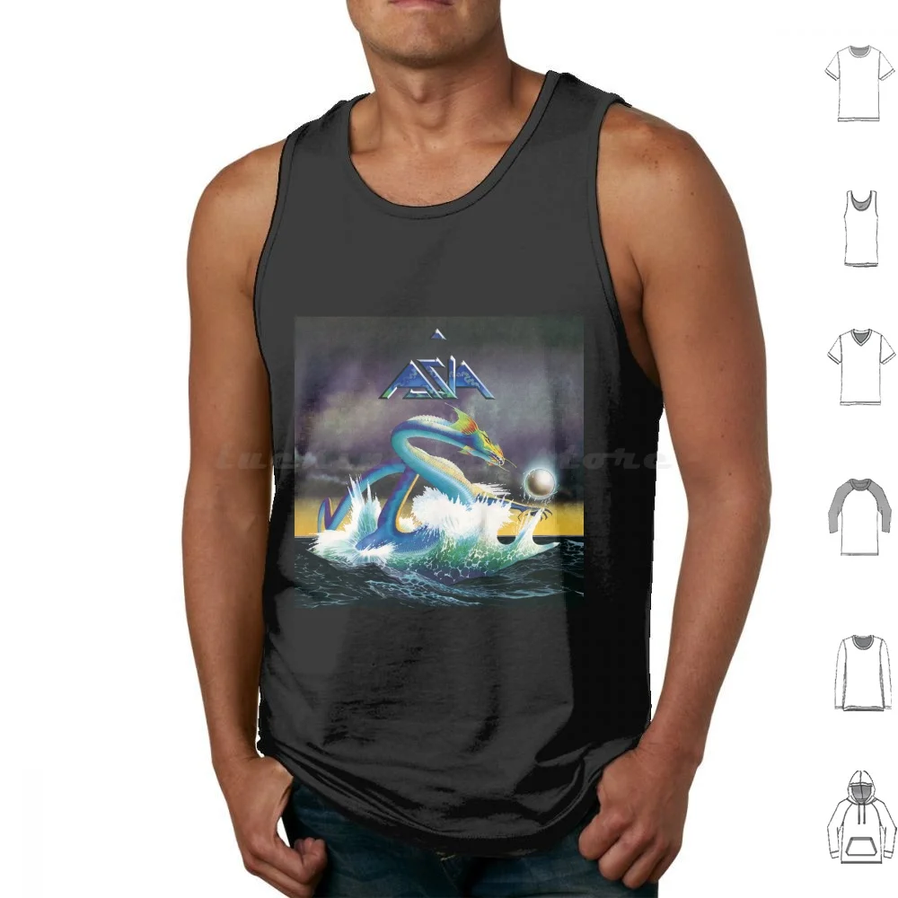 Asia Asia Camisetas sin mangas de algodón estampado Asia Alpha Aqua Aria Astra Gravitas entonces ahora Asia Fundas de álbum Asia Tour Asia Logo Asia Asia