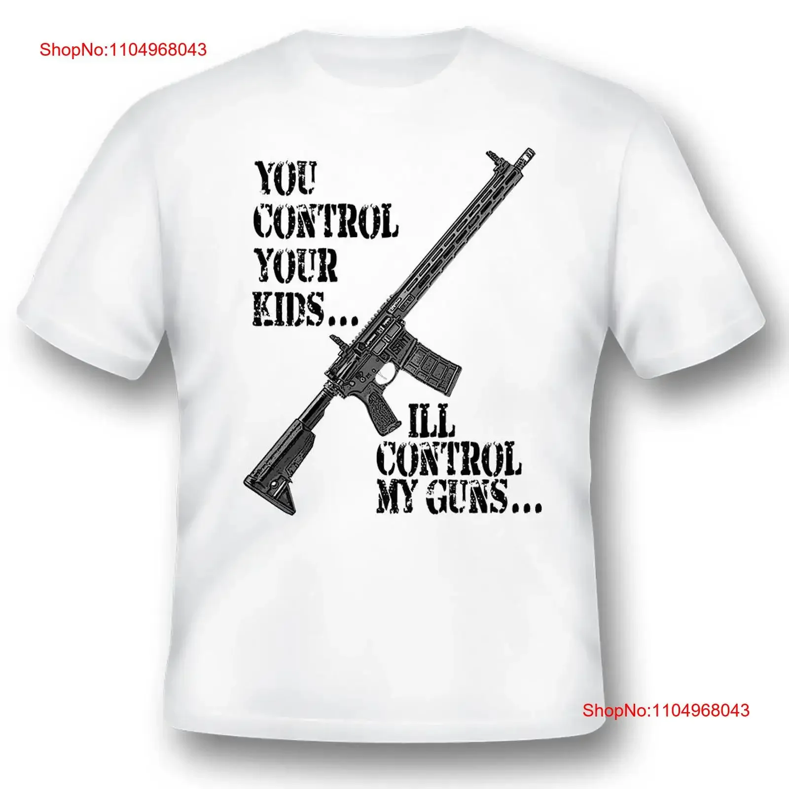 Controles tus niños, te mis armas, camiseta blanca o negra, vintage, lavada, ligeramente moda, ropa de diseñador estirada, unisex para hombre