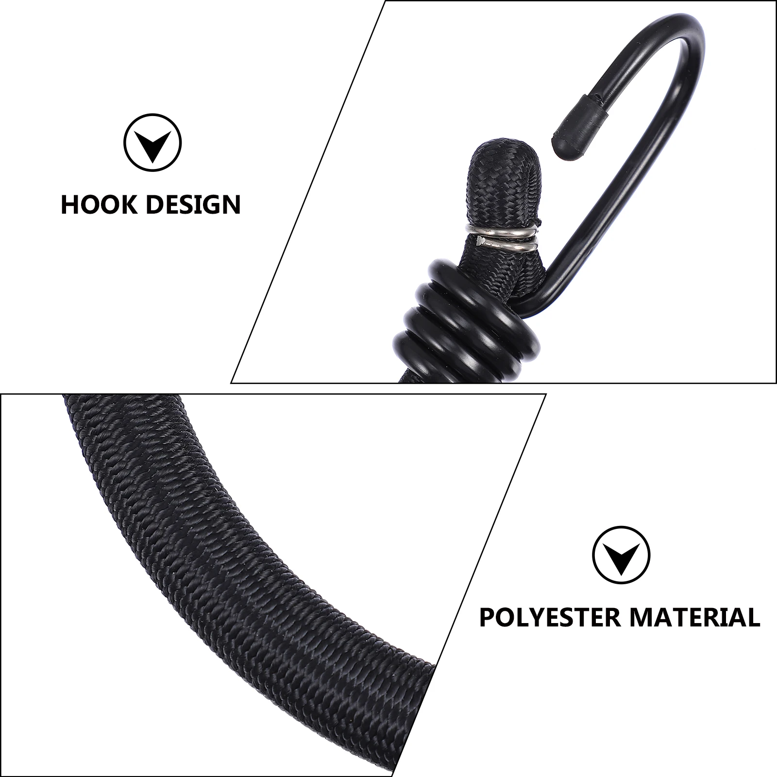قطعتان من حبال بنجي مرنة مع خطافات لتثبيت الخيمة شديدة التحمل في الهواء الطلق وحزام ربط خفيف الوزن ومتين من البوليستر