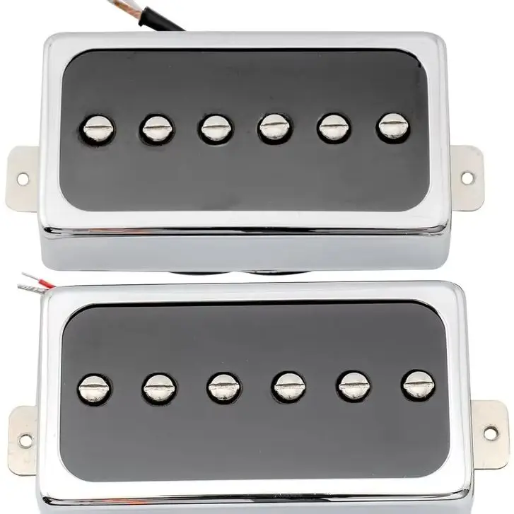 

Top Selling 1 Set Alnico 5 P90 Style Humbucker Sized Single Coil Neck Bridge Pickup for Lp Style Electric Guitar Chrome/Black