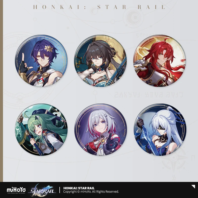 Honkai: Star Rail Stars Invitation Series Tinplate Badges Luocha Jing Yuan Fu Xuan March 7th Ruan Mei Huohuo Jingliu Cosplay