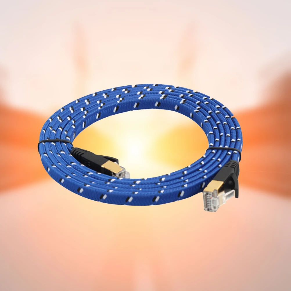 

Premium 10 Gigabit Cat 7 Ethernet Cable Nylon Braided 10ft Connectors for LAN Network Modem Router PC Printers Box ADSL