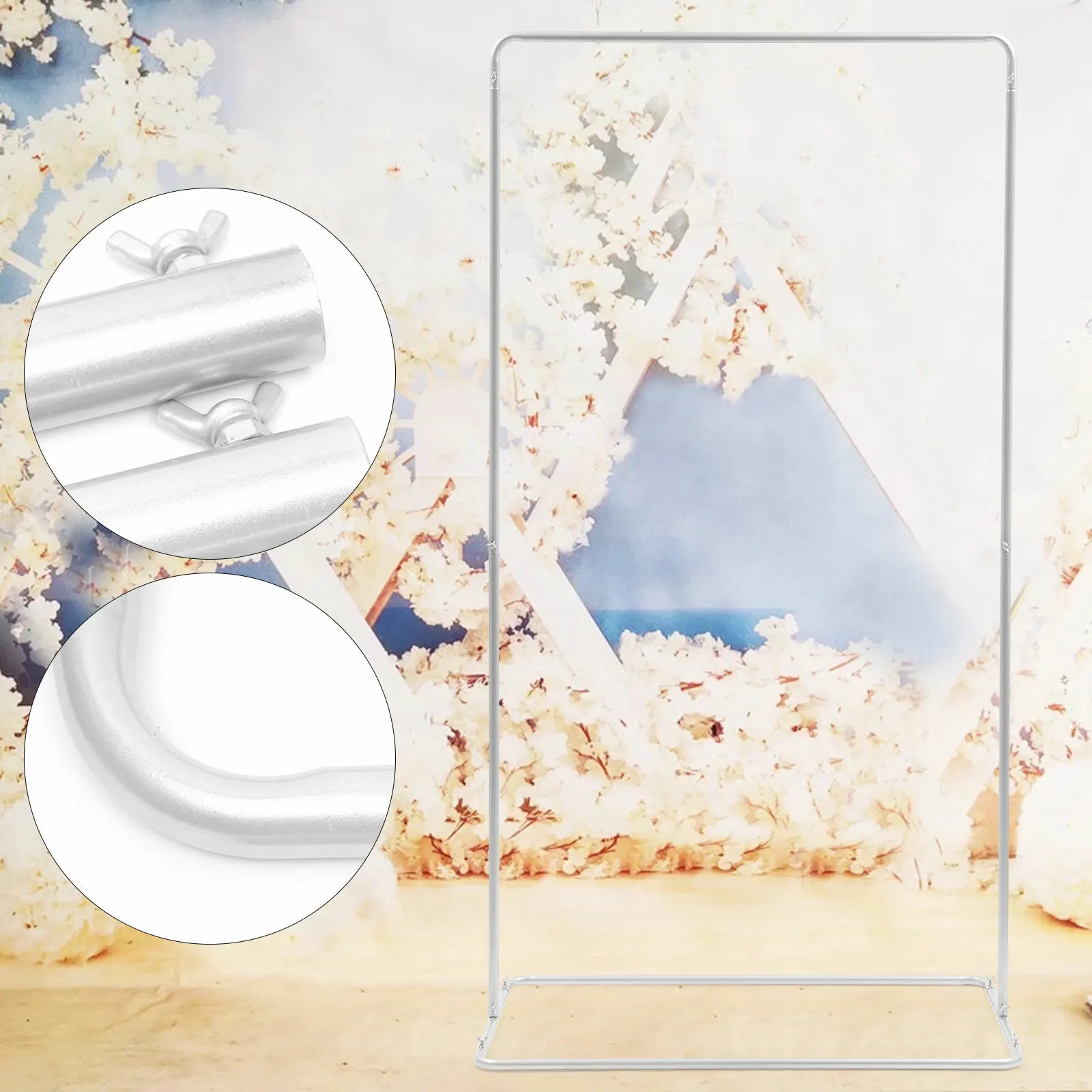 

White Metal Wedding Arch Stand Backdrop with Bases Durable Iron Easy To Assemble for Floral Displays At Any Event or Party