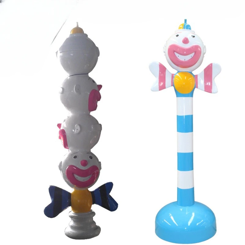 Four headed clown nozzles in swimming pool, children's pool, play pool, fountain, water amusement, water spray, clown