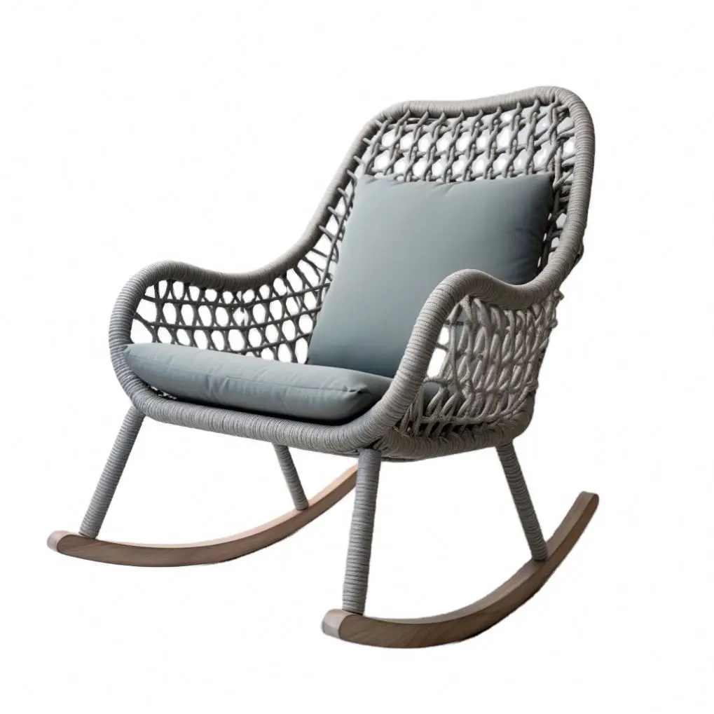 2023 Hot selling gray rope cafe rope outdoor patio chair patio outdoor garden furniture leisure chair swing  rope chair