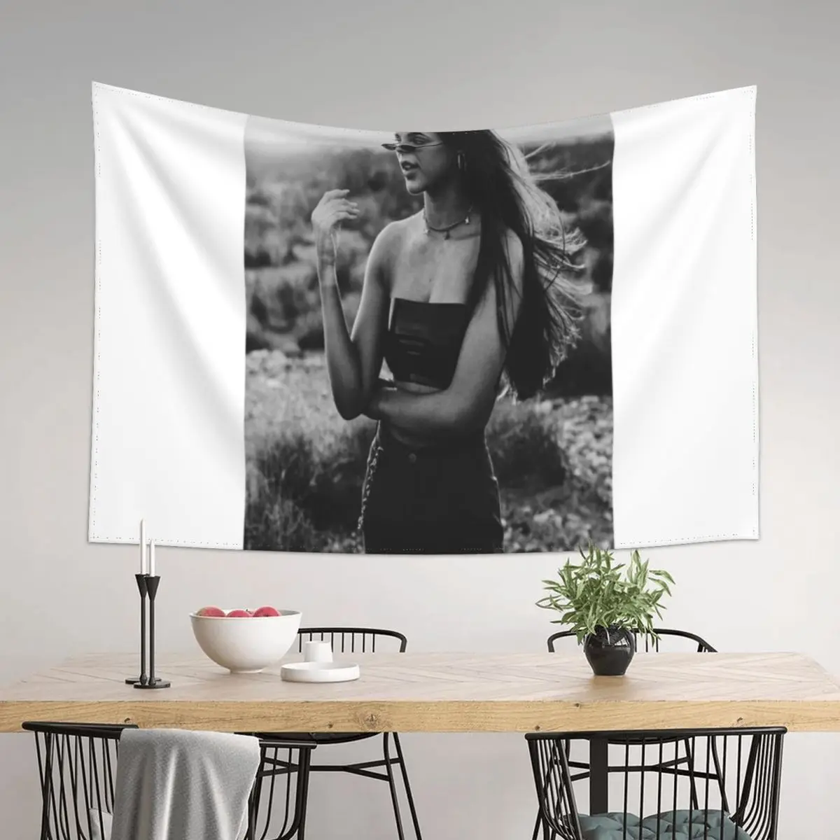 

Emma Chamberlain Black and White photo Tapestry Decoration Wall On The Wall Room Decorations Aesthetic Tapestry