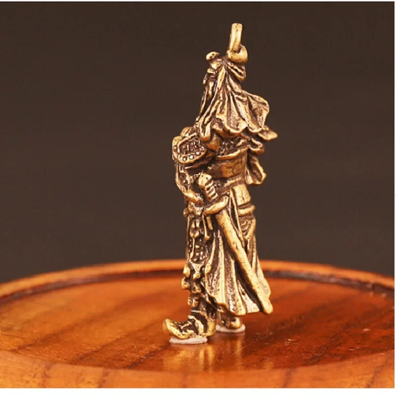 1pcs Retro Chinese Copper God Of Wealth Guan Gong Figure Statue  Small Figurine Miniature Home Office Shop Hotel Table Decors