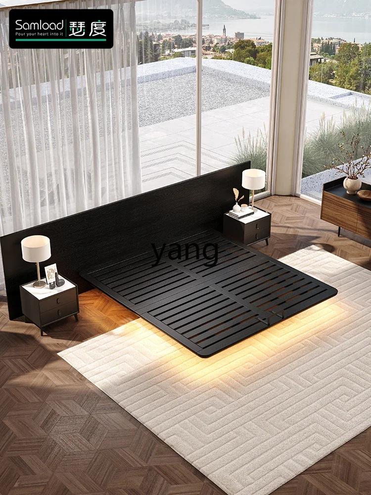 L'm'm Solid wood suspension bed Flush edge platform tatami row skeleton ash wood bed