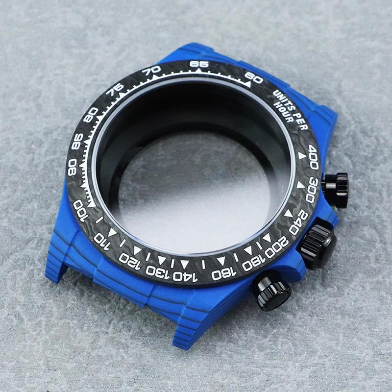 SEAGIS 38mm Blue Carbon Fiber Case Is Suitable for 4130/4802 Movement sapphire Glass Bottom Cover Multifunctional Chronograph