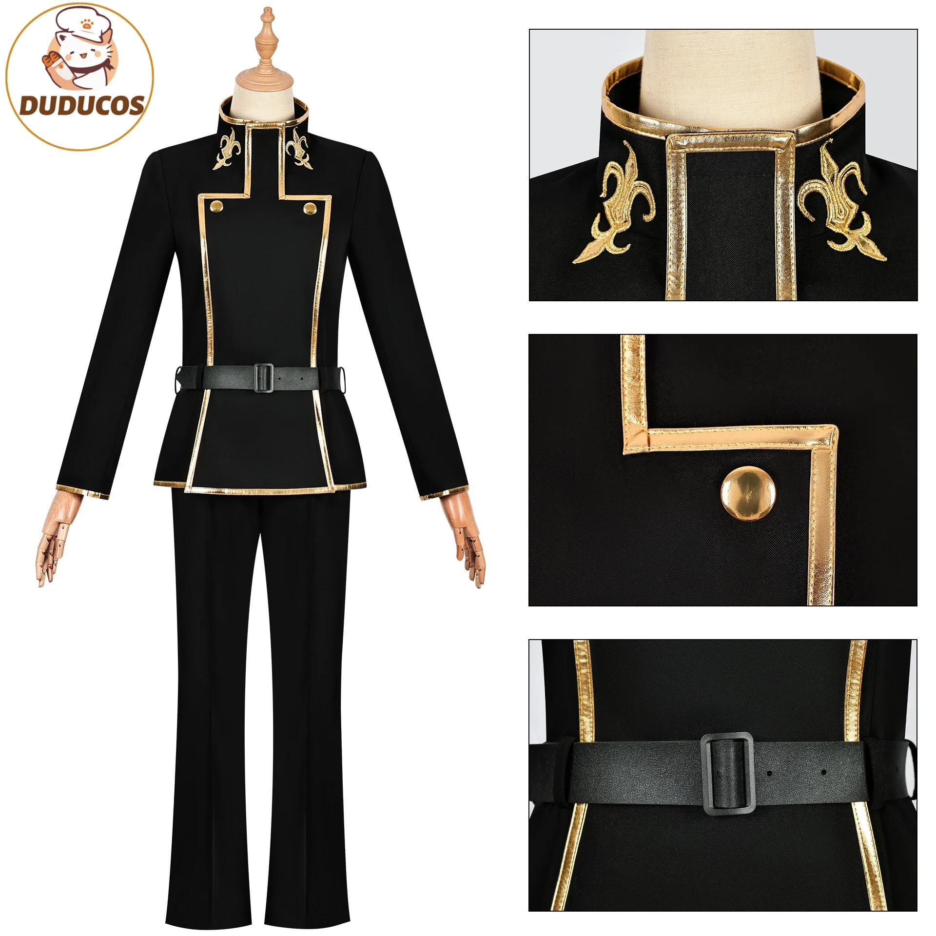 CODE GEASS Lelouch of the Rebellion Anime Lelouch Lamperouge Cosplay DUDU-N Costume Black Jacket Pants Belt Halloween Christmas