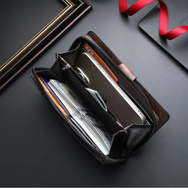 WERLLANDS PU Leather Men's Short Wallet Solid Color Wear‑resistant Lightweight Cash Card Purse