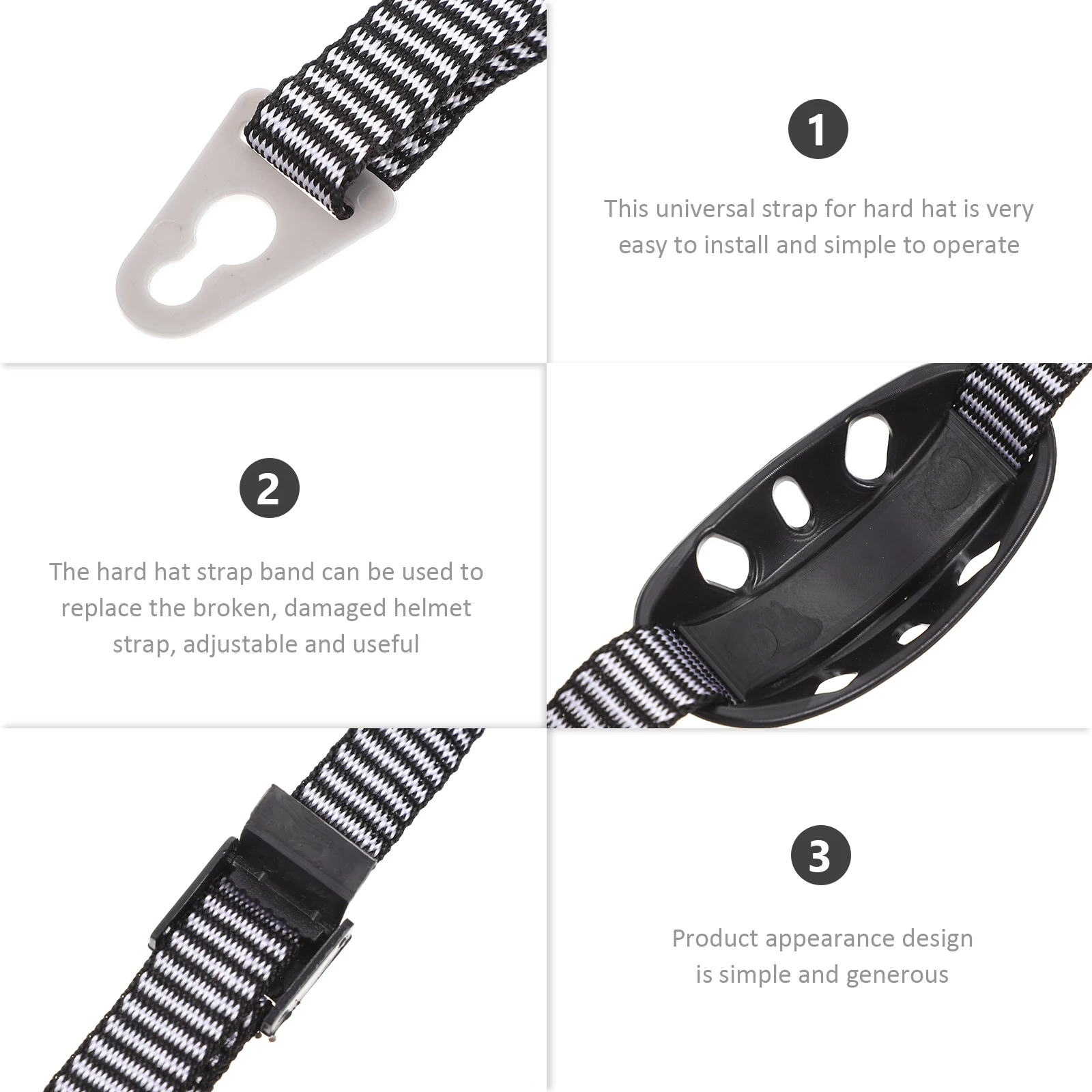 

2pcs Hard Hat Chin Strap Durable Adjustable Safety Strap Replaceable Universal Practical Sturdy Easy Install Comfort Fit