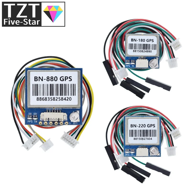 TZT BN220 BN180 BN-880 3.0V-5.0V TTL level GNSS Module GPS For GLONASS Dual GPS Module Antenna Built in FLASH BN-220 BN880