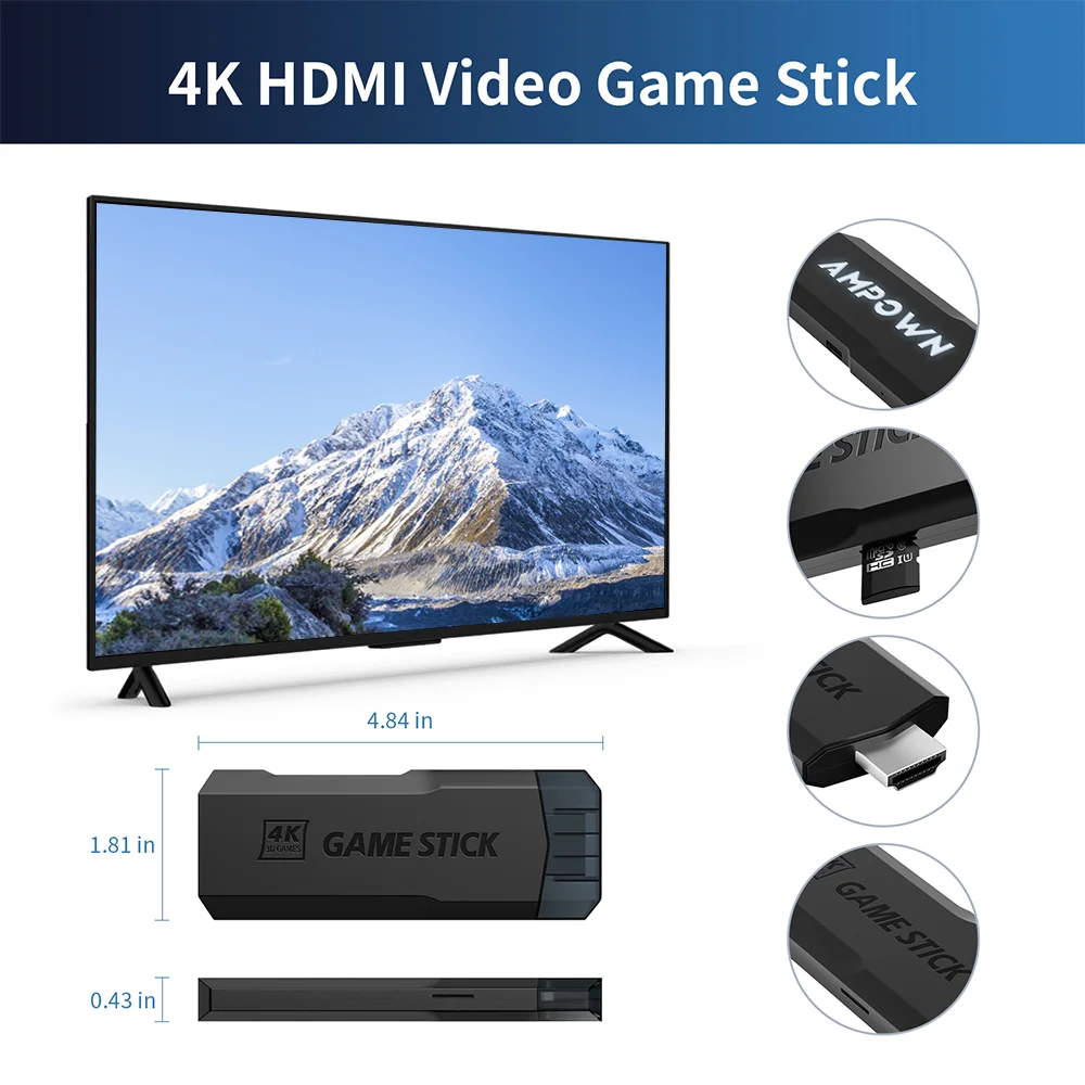 GD20 4K Game Stick HD Output 2.4G Wireless Controllers Emuelec 4.3 Aigame 905M 256G 70,000+ Installed Retro Video Game Console