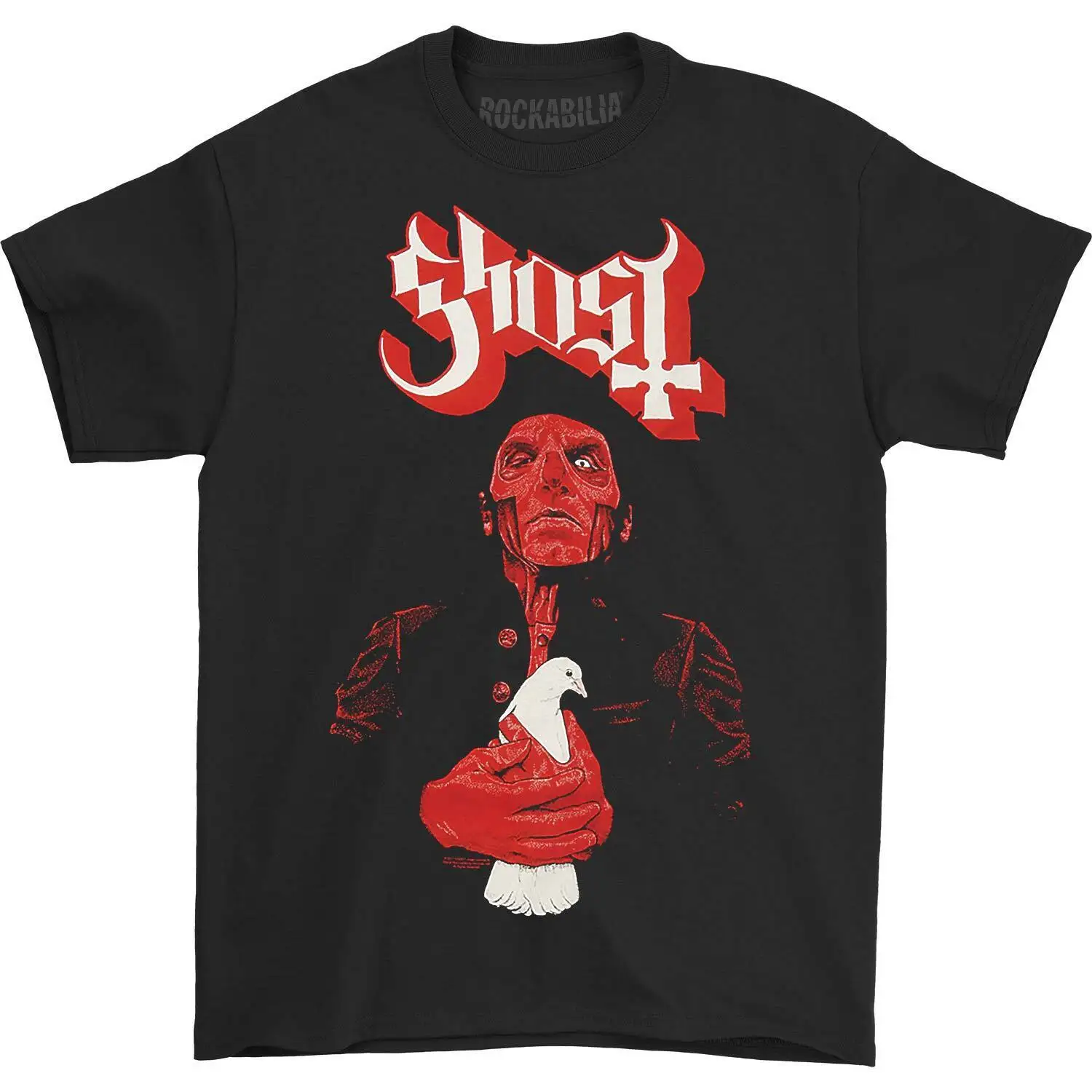 Men'S Ghost Dove Red T Shirt Small Black