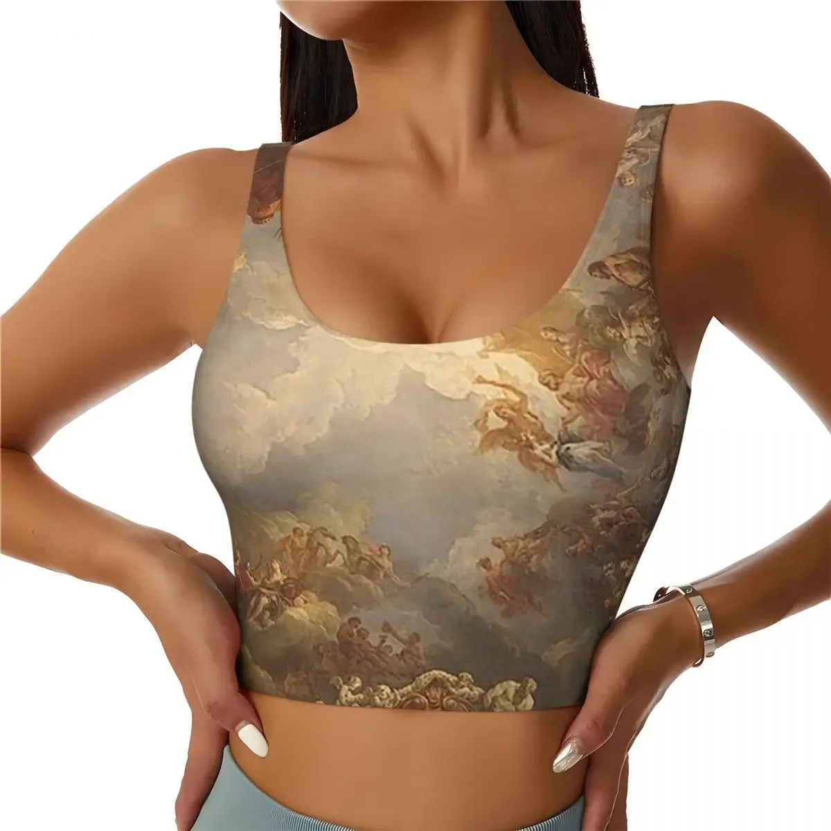 Custom Brown Ceiling At Versailles Renaissance Panting Women Sports Bra High Impact Vest Gym Workout Yoga Crop Tank Tops