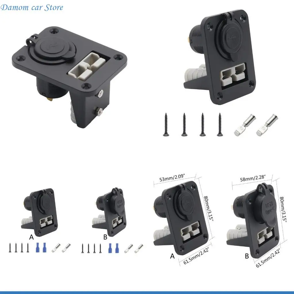 A2UC Charging Adapter Connector 12V 24V 3.1A/PD18W Flush Mounted Charging Socket for Car Motorcycle