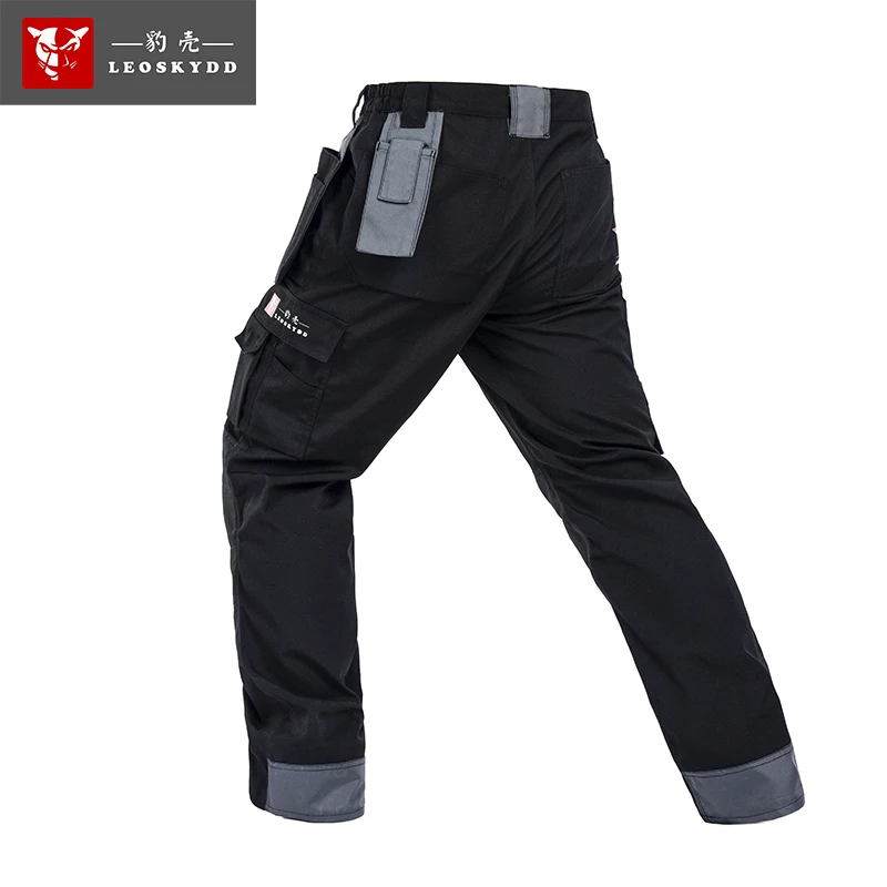 Bauskydd High quality Polycotton men\'s workwear wear-resistance multi-pockets cargo trousers black work pants men