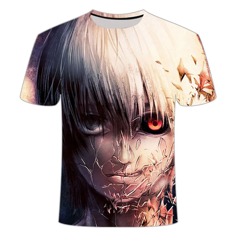 T-Shirt homme femme et garçon, Streetwear, décontracté, à la mode, animé, combat Tokyo Ghoul, 3D, 2021