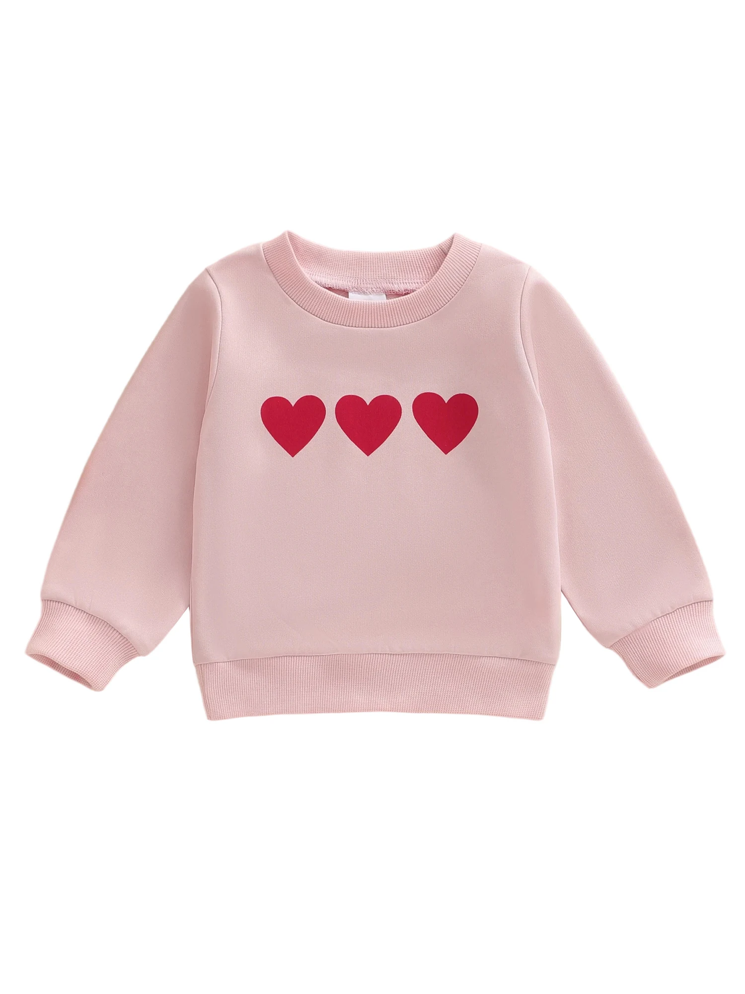 

Valentine s Day Toddler Boy Girl Heart Print Sweatshirt with Long Sleeves and Round Neckline for Loose Fit Pullover Tops