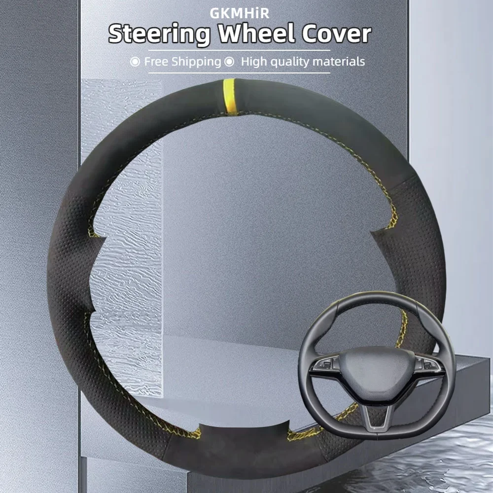 

Customization Car Steering Wheel Cover Accessories Hand Sewing Suede Leather For Skoda Citigo Roomster Fabia Octavia Superb
