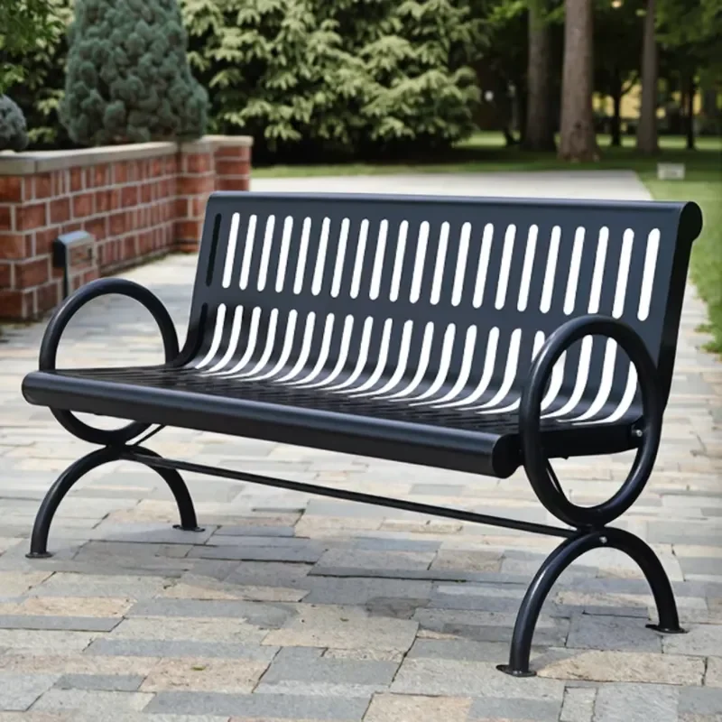 Durable Outdoor Patio Benches with Backrest for Metal Rectangle Iron Garden Furniture Commercial Street Park Bench Outside