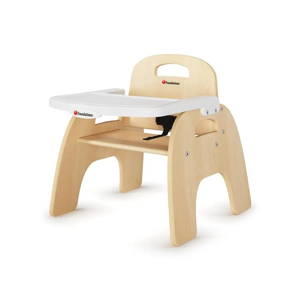 

9 Wooden Toddler Feeding Chair with Adjustable Harness, Removable Dishwasher Safe Tray, Non-Tip Design, Baltic Birch Plywood