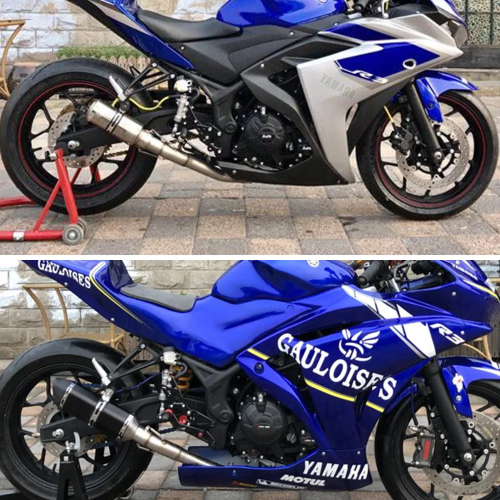 YZF R25 R3 MT03 Full Exhaust System pipe middle pipe slip on for YAMAHA YZF MT03 R25 R3 2015 2016 2017 2018 2020 without exhaust