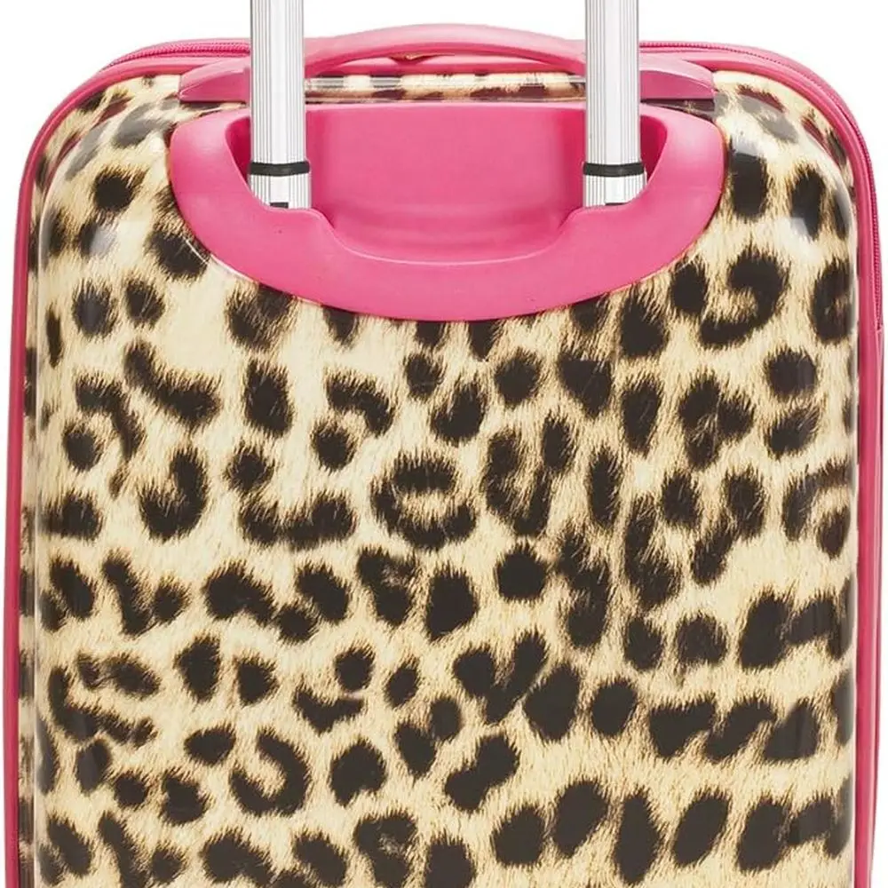 Pink Leopard Print 20 Carry-On Hardside Spinner Luggage by Rockland Safari